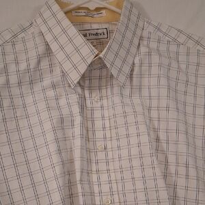 NWT Paul Fredrick Plaid Botton Up Short Sleeve  Dress Shirt